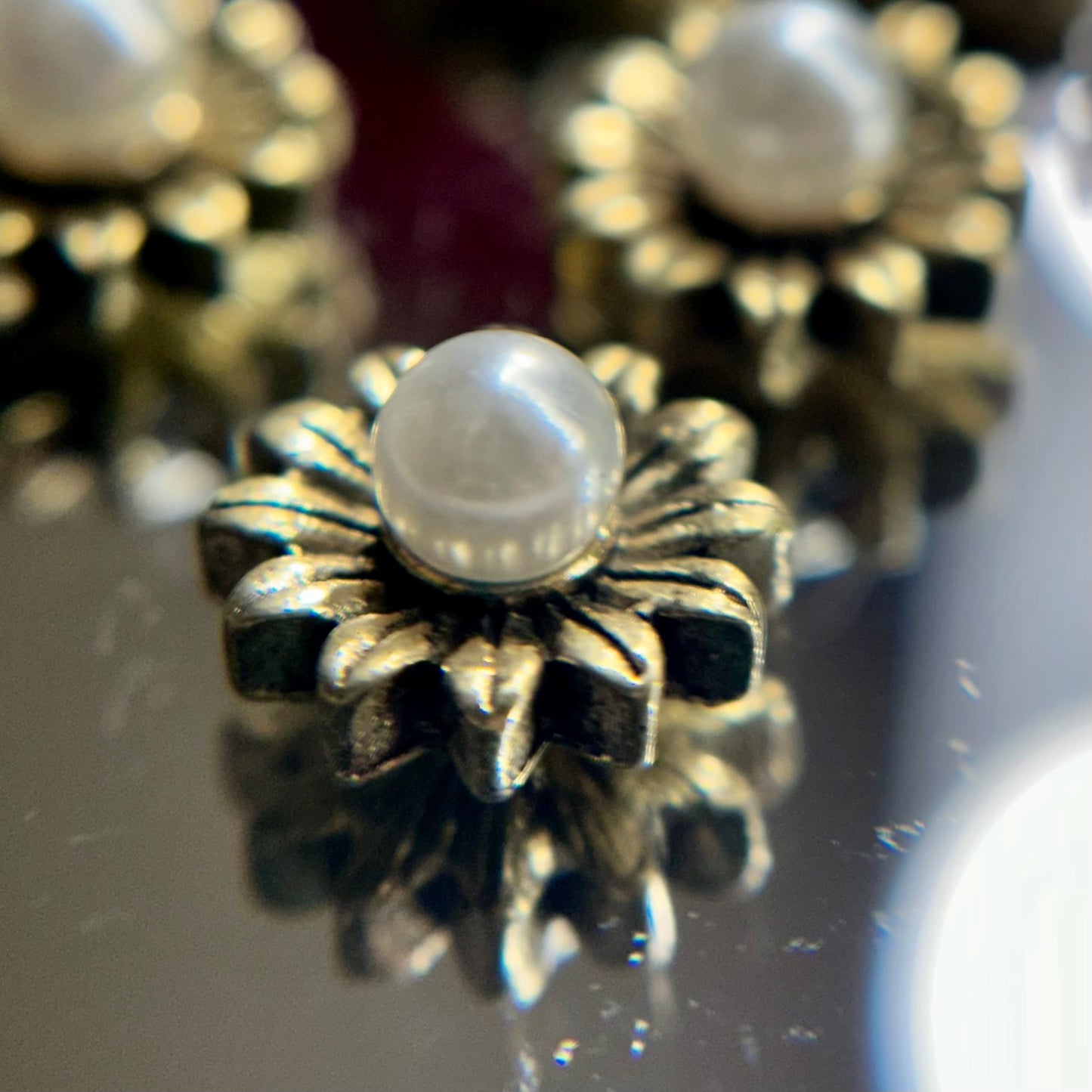 Gold Flower Pearl Charm