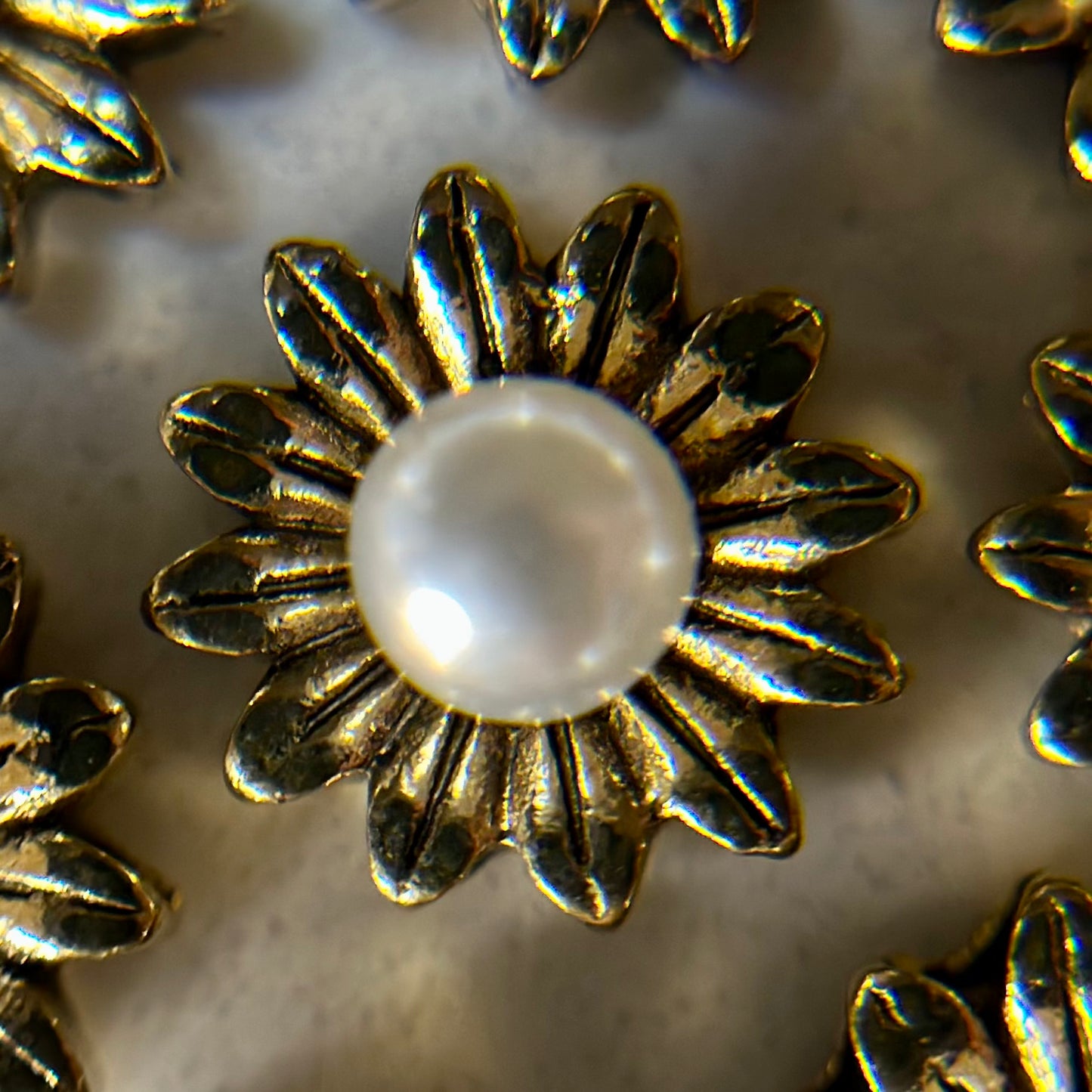 Gold Flower Pearl Charm